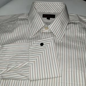 NWT BEN SHERMAN Mens 100% Cotton striped, long sleeve striped dress shirt
